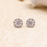 Hollow Disc Zircon Silver Stud Earrings